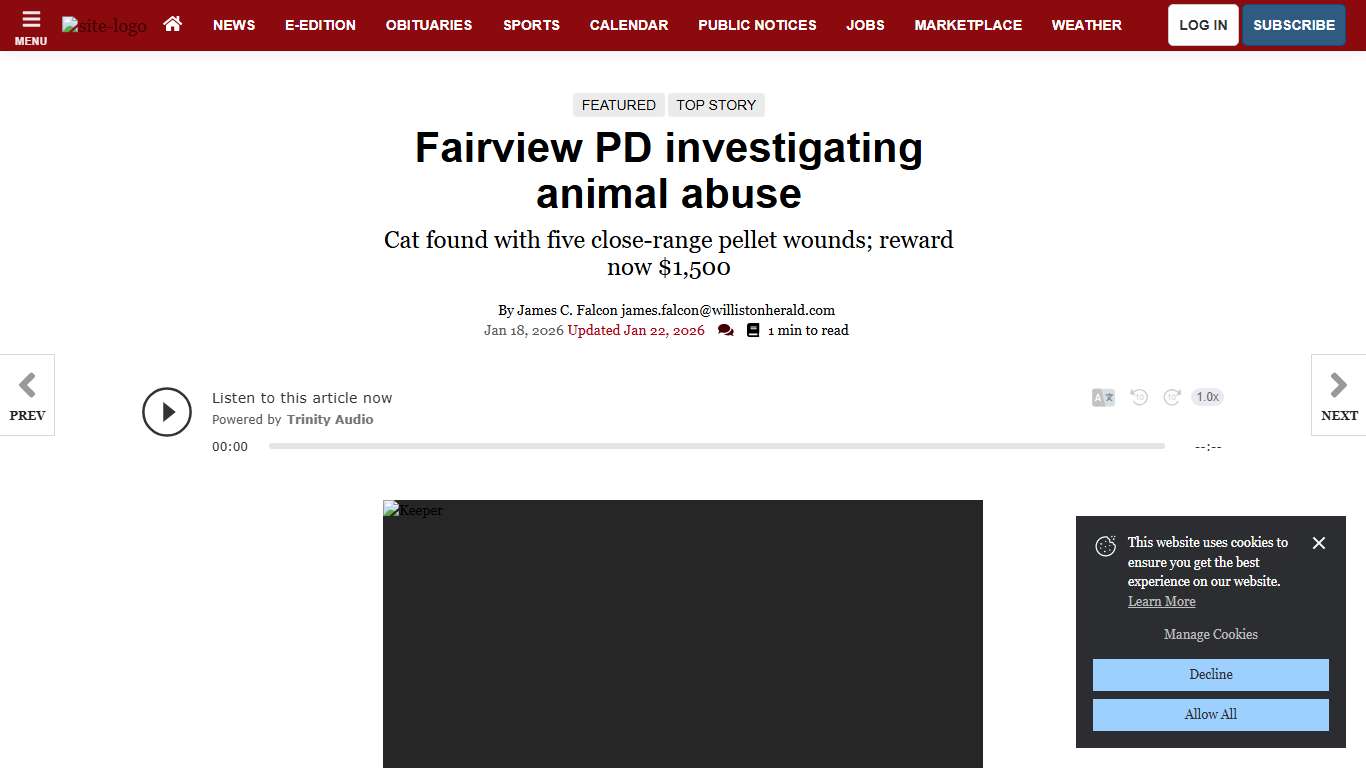 Fairview PD investigating animal abuse Local News willistonherald.com
