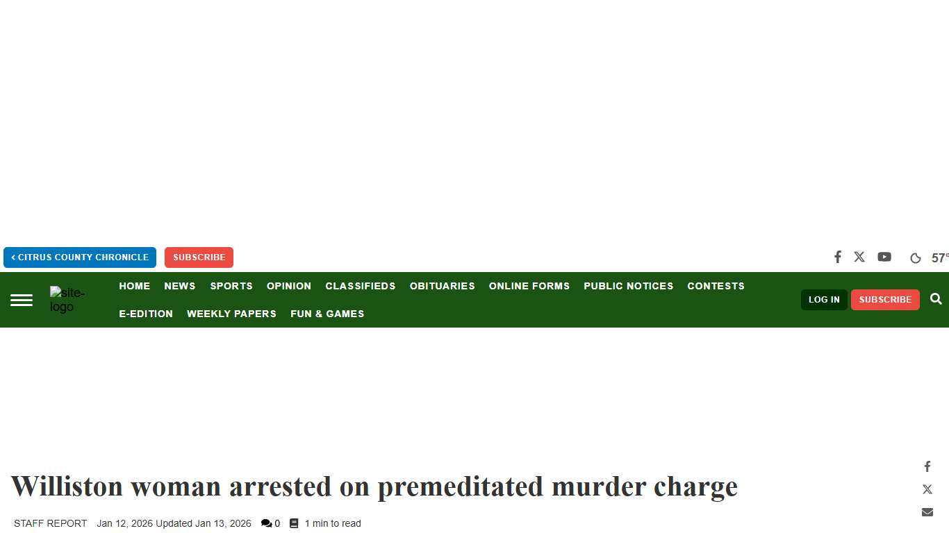 Williston woman arrested on premeditated murder charge Crime chronicleonline.com